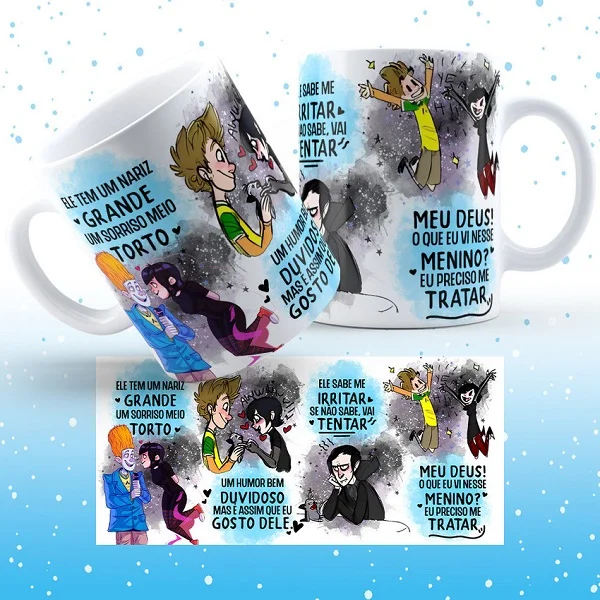11 - Caneca casal addams - Caneca com ilustração inspirada no filme infantil hotel transilvânia.