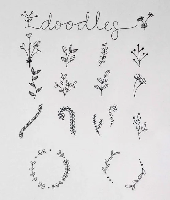 BuJo: Ideias incríveis para se inspirar - doodles minimalistas